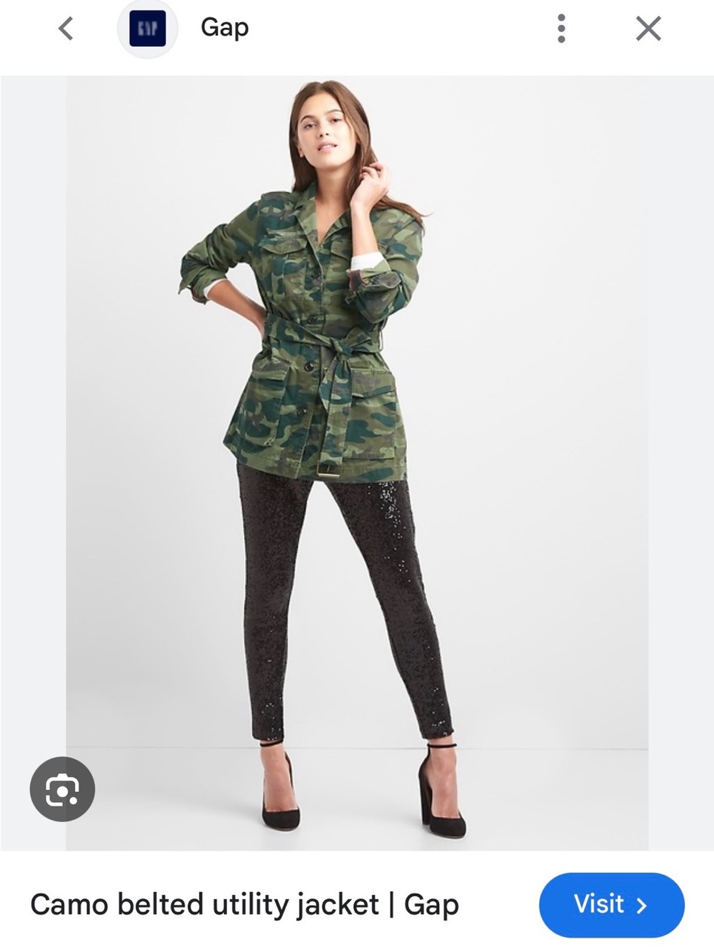 GAP Olive Green Camo Field Jacket with Stripe Detail